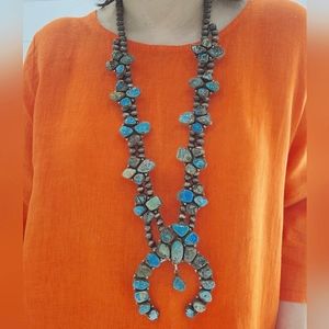 Authentic Turquoise American Indian Squash Blossom